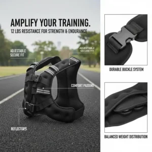 Weighted Training Jacket 12 lbs. Fitness Running Jogging, Adjustable Buckle Body Loading Gear