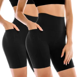 2 Pack Womens High Waisted Yoga Shorts